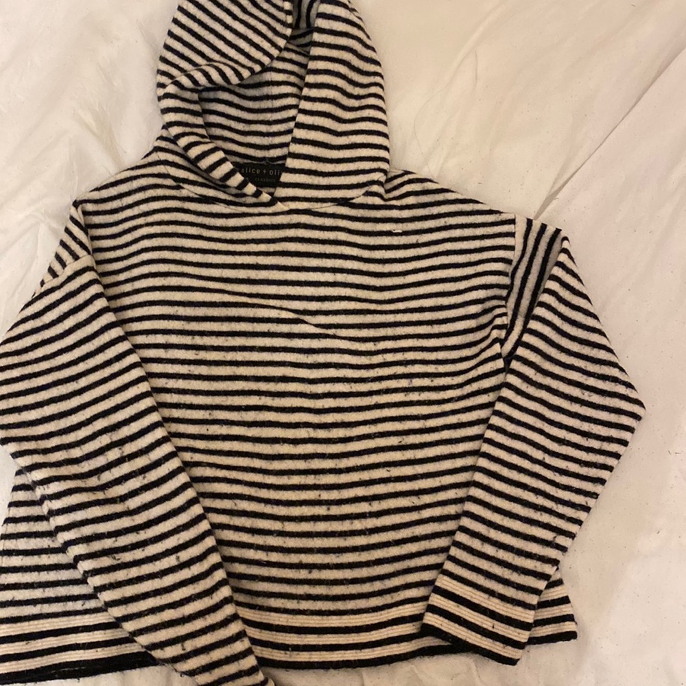 Striped wool cropped hoodie